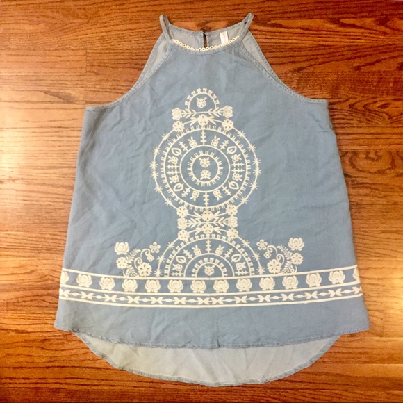Xhilaration Tops - Beautiful blue and white boho tank top